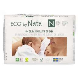 Одноразові дитячі підгузки "ECO BY NATY". Розмір NEW BORN (до 4,5 кг), 25шт.